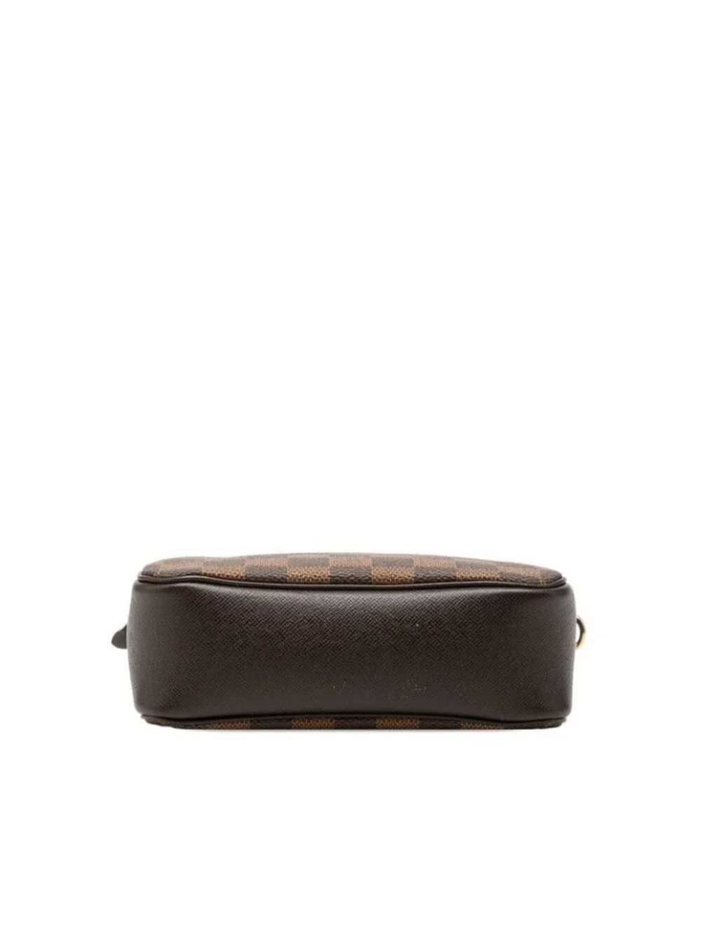 Louis Vuitton Damier Trousse Makeup Pouch Handbag Brown Leather